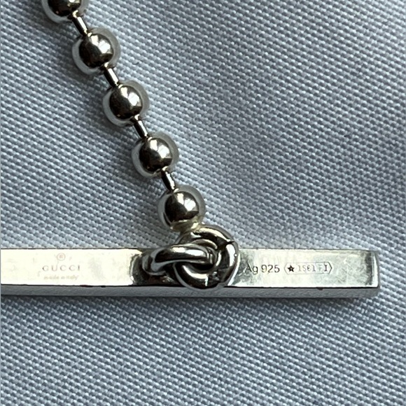 New Authentic Gucci 16” silver interlocking toggle bar Double G necklace - Picture 12 of 14